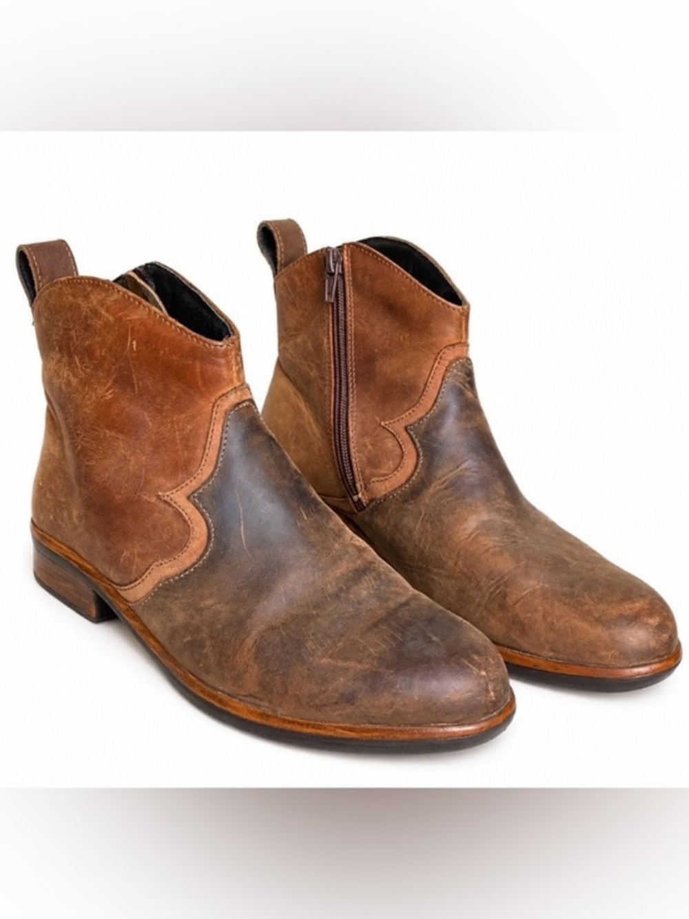 NAOT Sirocco Brown Distressed Leather Ankle Boots Women EU 38 US 7 - 7.5